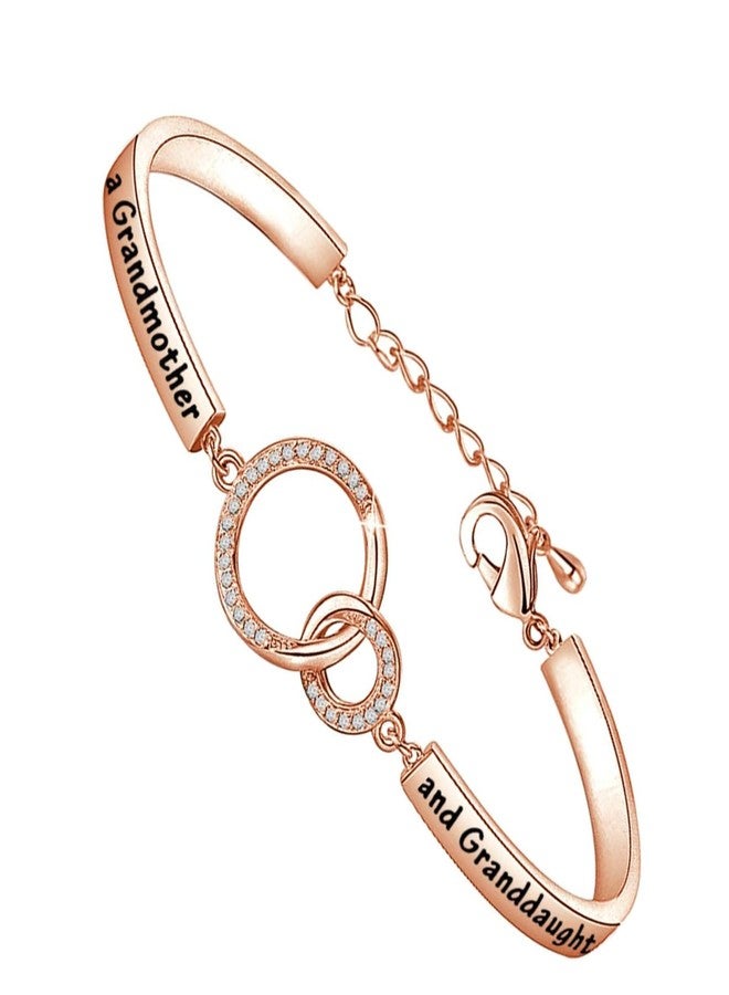 FEELMEM Family Jewelry Grandma Bracelet The Love Between Grandmother and Granddaughter is Forever Bracelet Nana Gifts (grandmother-Rose gold) - Image 1