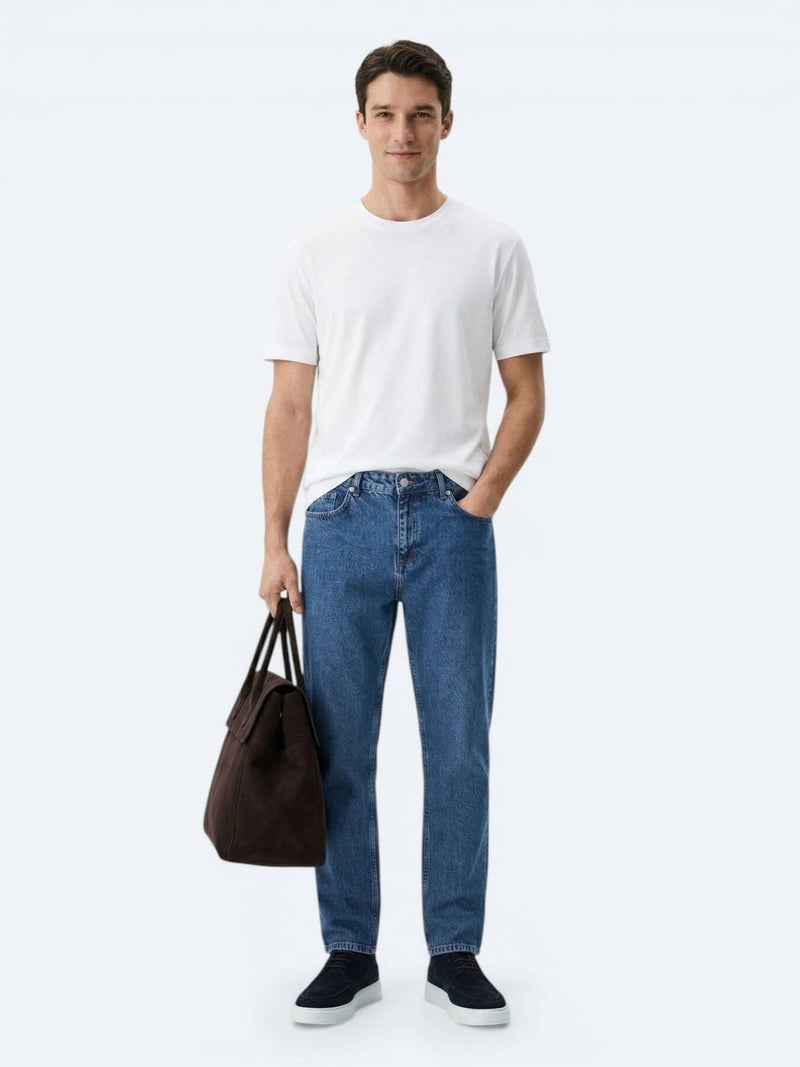 Kip White Plain Cotton Blended T-Shirt - Image 1