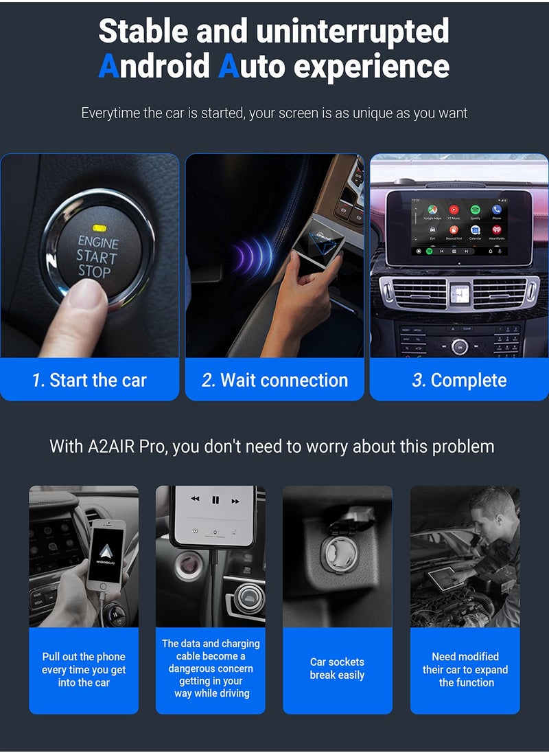 Ottocast - OTTOCAST A2Air PRO Wired To Wireless Android Auto Adapter Android Car Accessories Bluetooth Upgrade Dongle for Nissan VW Ford - Image 1