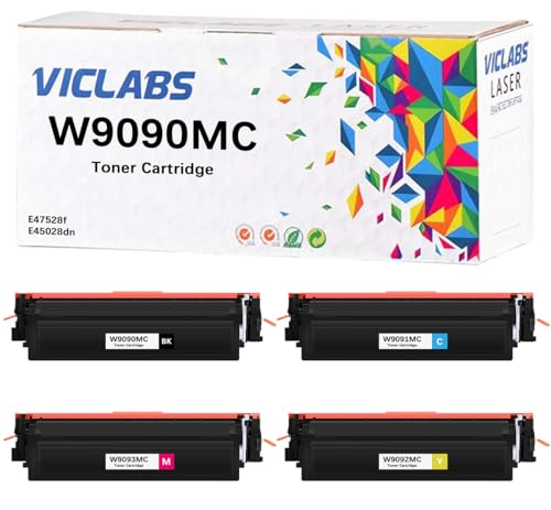 VicLabs W9090MC Toner Cartridge Replacement for HP W9090MC W9091MC W9092MC W9093MC Toner Cartridge for use in HP Color LaserJet Managed MFP E45028 E47528 E45028dn E47528f Printer4PackBCMY - Image 1