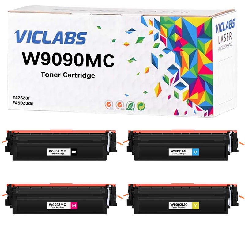 VicLabs W9090MC Toner Cartridge Replacement for HP W9090MC W9091MC W9092MC W9093MC Toner Cartridge for use in HP Color LaserJet Managed MFP E45028 E47528 E45028dn E47528f Printer4PackBCMY - Image 2