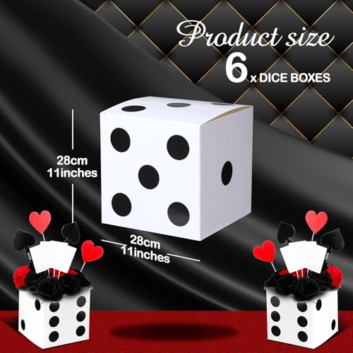 Tinlade 6 Pcs Dice Boxes 11 in Jumbo Vegas Casino Theme Party Decoration Big Vegas Decor Giant Table Top Cardboard Dice Casino Game Nights Prom Birthday Homies Party Supply PropsWhite - Image 5