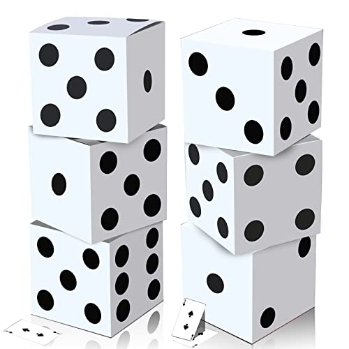Tinlade 6 Pcs Dice Boxes 11 in Jumbo Vegas Casino Theme Party Decoration Big Vegas Decor Giant Table Top Cardboard Dice Casino Game Nights Prom Birthday Homies Party Supply PropsWhite - Image 1