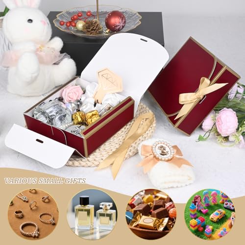 WLUSEAXI 10Pack Small Gift Boxes, 6.5''x6.5''x2'' Red Gift Boxes with Ribbon, Small Boxes for Gifts Birthday Wedding Party Valentine's Day Mother's Day - Image 5