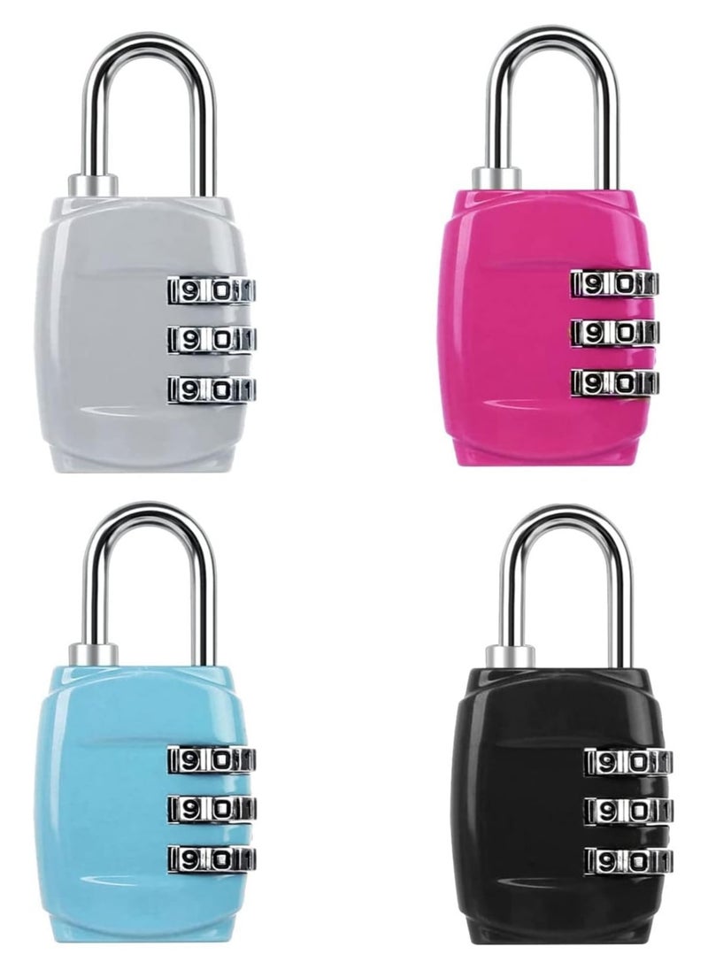 Generic 4 Pcs Luggage Locks Combination Padlocks, 3 Digit Combination Padlock Codes with Alloy Body Mini Small Combination Lock Trolley Luggage Padlock Gym Lockers Travel Bag Suit Case Bike Locks  - Image 1