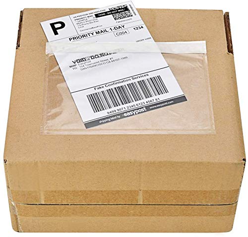 FungLam 200 Pack 7.5" x 5.5" Clear Self-Adhesive Top Loading Packing List/Shipping Label Envelopes Pouches - Image 1