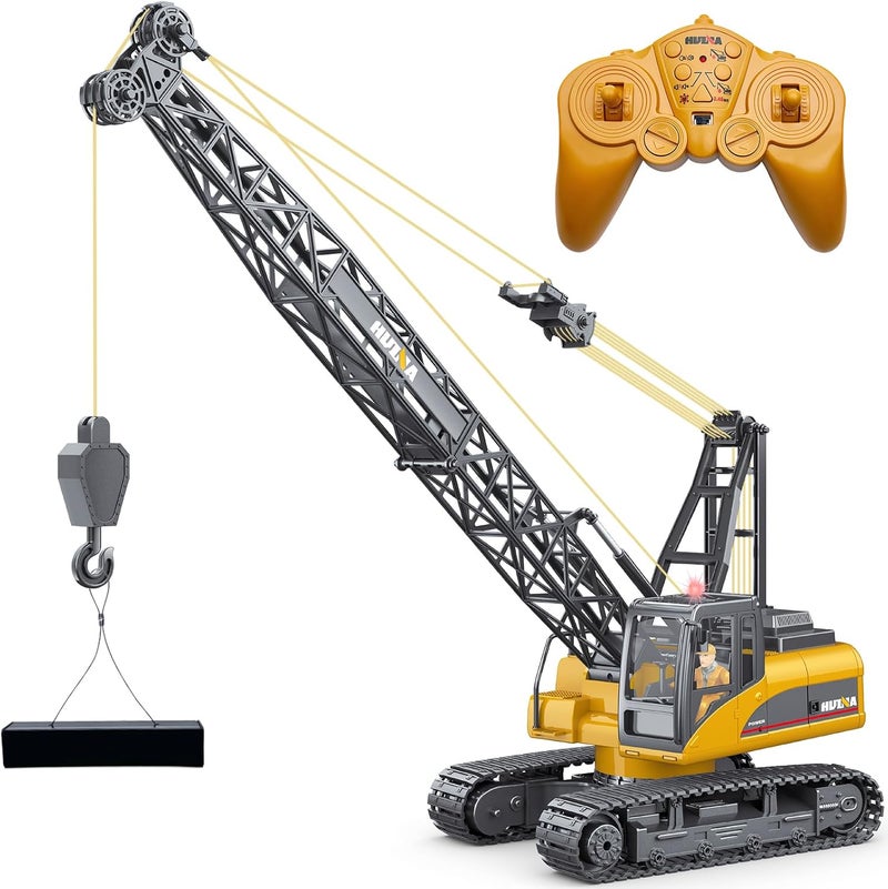 Fistone 1/14 RC Truck Crawler Tower Crane Hoist Dragline Die-cast Model Lifiting Cable Remote Control Excavator Tractor Digging Engineering Toy Construction Vehicle - Image 1