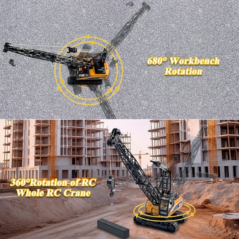 Fistone 1/14 RC Truck Crawler Tower Crane Hoist Dragline Die-cast Model Lifiting Cable Remote Control Excavator Tractor Digging Engineering Toy Construction Vehicle - Image 3