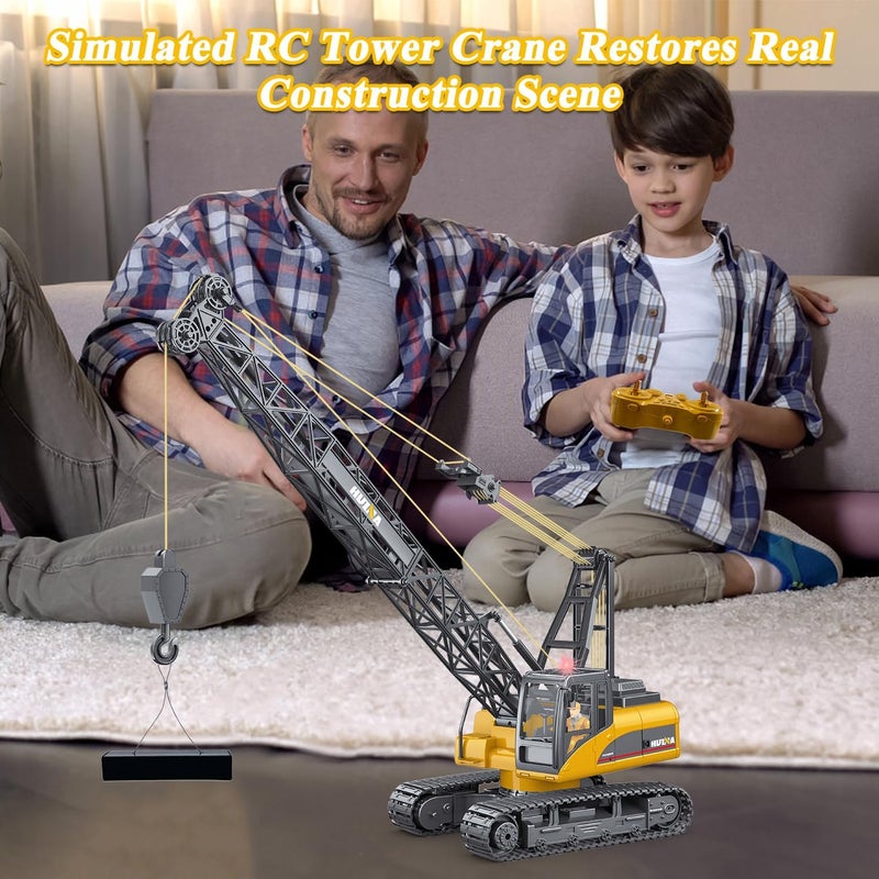 Fistone 1/14 RC Truck Crawler Tower Crane Hoist Dragline Die-cast Model Lifiting Cable Remote Control Excavator Tractor Digging Engineering Toy Construction Vehicle - Image 5