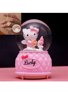 Hello Kitty Lighted Musical Medium Size Snow Globe and Personalized Necklace Gift