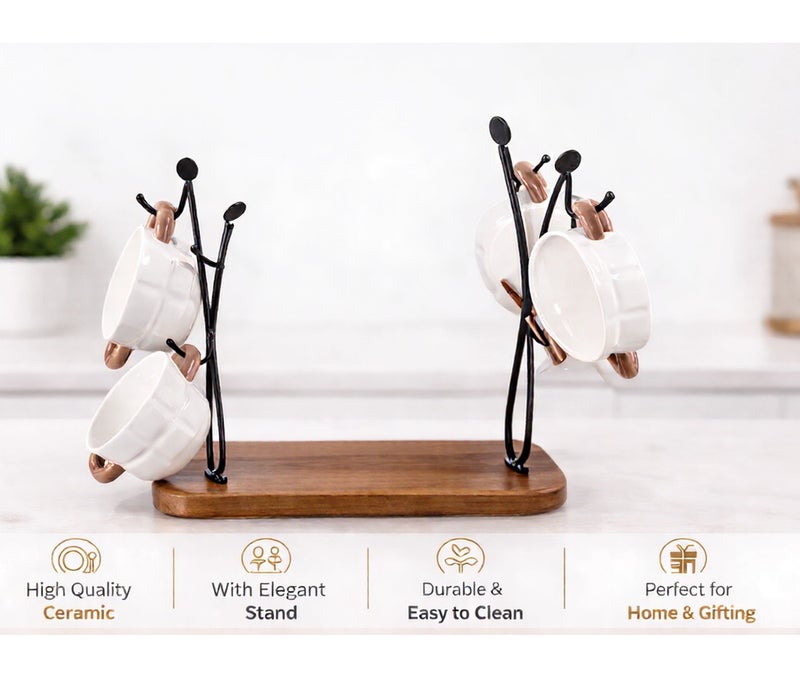 Ceramic Cup Set With Stand