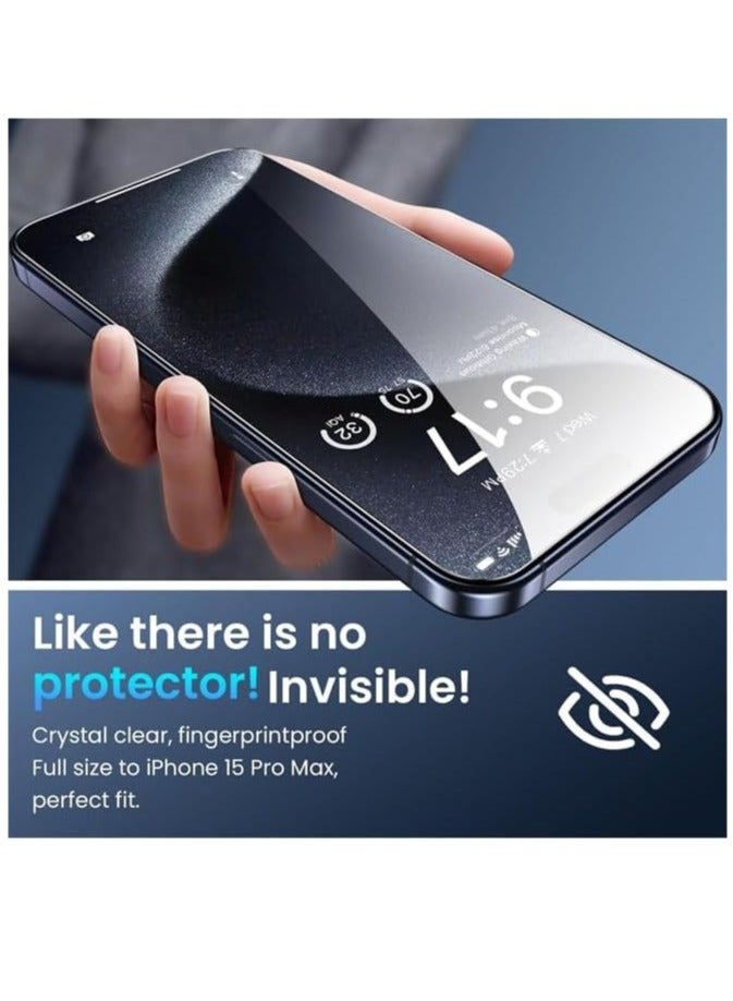 ELTRAZONE "iPhone 15 Pro Max Tempered Glass Screen Protectors: 2-Pack, HD Clear, Anti-Scratch, Edge-to-Edge Coverage" - Image 5