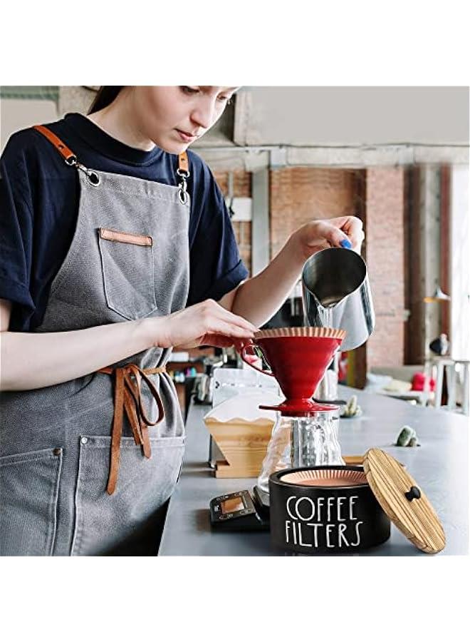 Coffee Filter Holder, Wood Coffee Filter Storage Container Coffee Filter Dispenser with Lid, Rustic Farmhouse Coffee Filter Organizer Basket Accessories for Coffee Bar Counter Decor  - Image 2