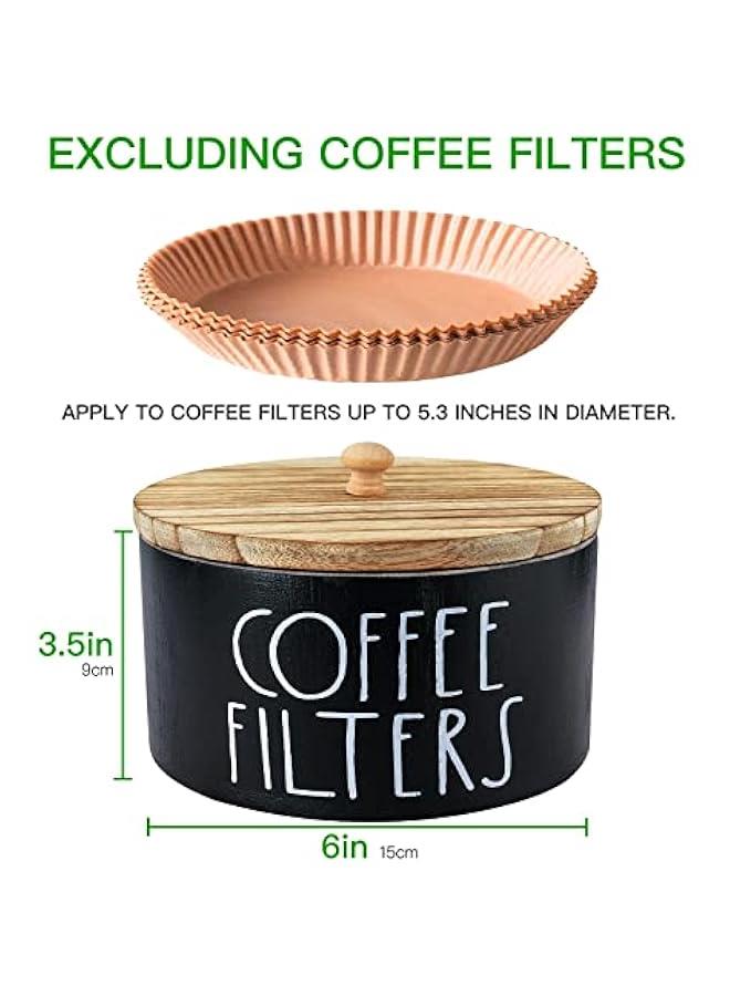 Coffee Filter Holder, Wood Coffee Filter Storage Container Coffee Filter Dispenser with Lid, Rustic Farmhouse Coffee Filter Organizer Basket Accessories for Coffee Bar Counter Decor  - Image 3