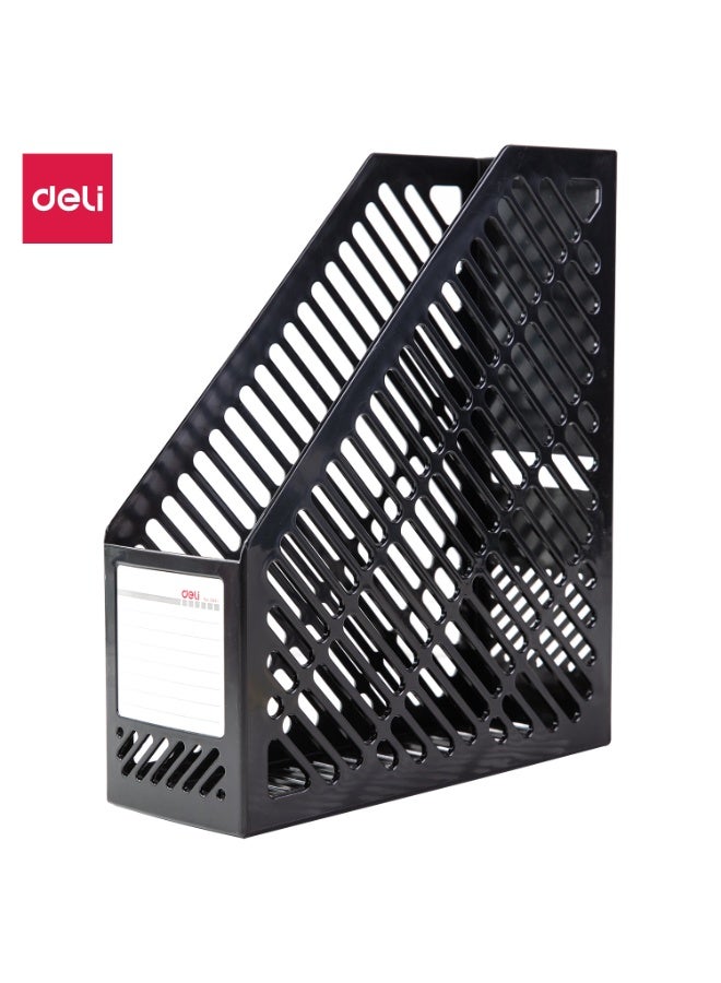 Deli E9841 Magazine Holder 鈥?Black, 259脳90脳295mm, Durable HIPS Material, Index Label for Easy Classification - Image 1