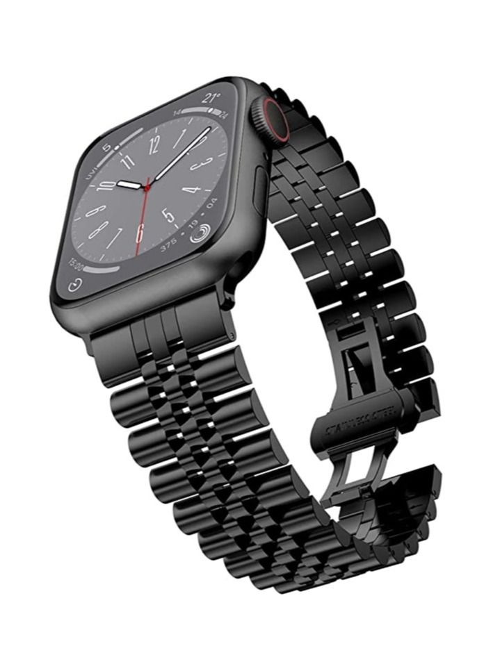 Compatible with Apple Watch Band Series 5 44mm 42mm, Stainless Steel iWatch Band with Butterfly Folding Clasp for iWatch Band Series 5/4/3/2/1 - Image 1