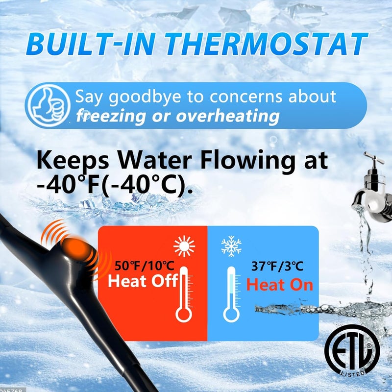 HEATIT 5JHSF 6Ft Versatile Self-Regulating Heat Tape for Metal, Plastic Home Pipes and RV, Water Pipe Freeze Protection, ETL Listed, 120V - Image 5