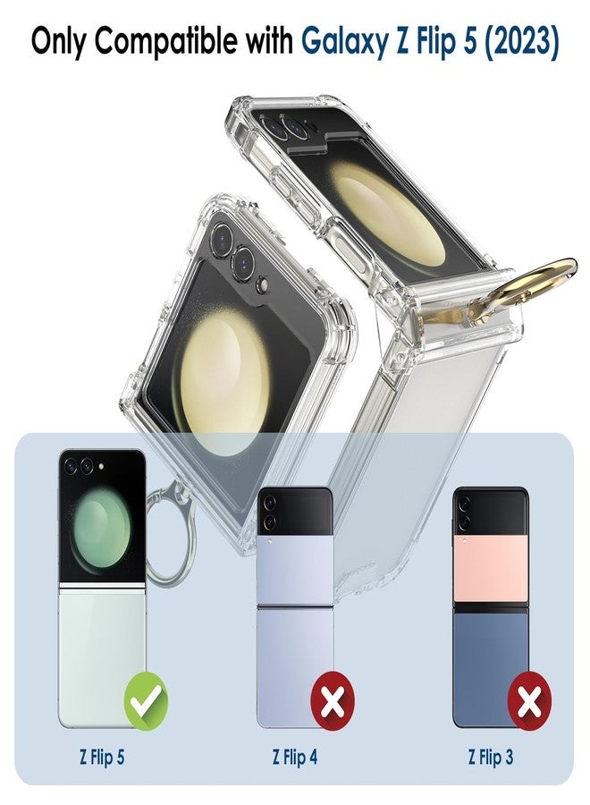 Simpeak Case Compatible with Samsung Galaxy Z Flip 5 5G, Slim Case, Scratch-Resistant with Screen Protector, TPU Shockproof Protective Airbag Flip Case with Ring Video Stand, Clear Cover - Image 5