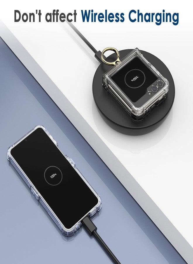 Simpeak Case Compatible with Samsung Galaxy Z Flip 5 5G, Slim Case, Scratch-Resistant with Screen Protector, TPU Shockproof Protective Airbag Flip Case with Ring Video Stand, Clear Cover - Image 3