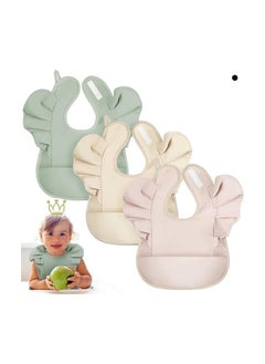 General 3 Pieces Baby Bibs, Silicone Baby Bibs, Washable Toddler Bibs, Soft Feeding Bibs with Food Collector, Suitable for Baby Eating, Travelling, Home  - Image 1