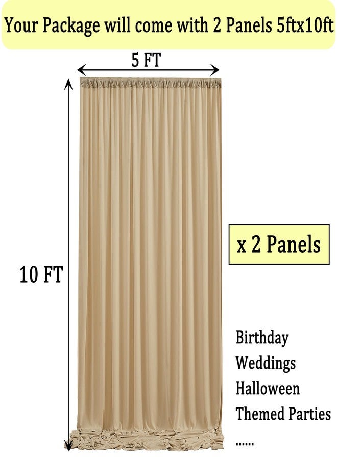 NSSONBEN 10ft x 10ft Wrinkle Free Beige Backdrop Curtains for Parties, Polyester Photo Backdrop Drapes 2 Panels 5x10ft Cloth for Wedding Birthday Party Photography Background - Image 5