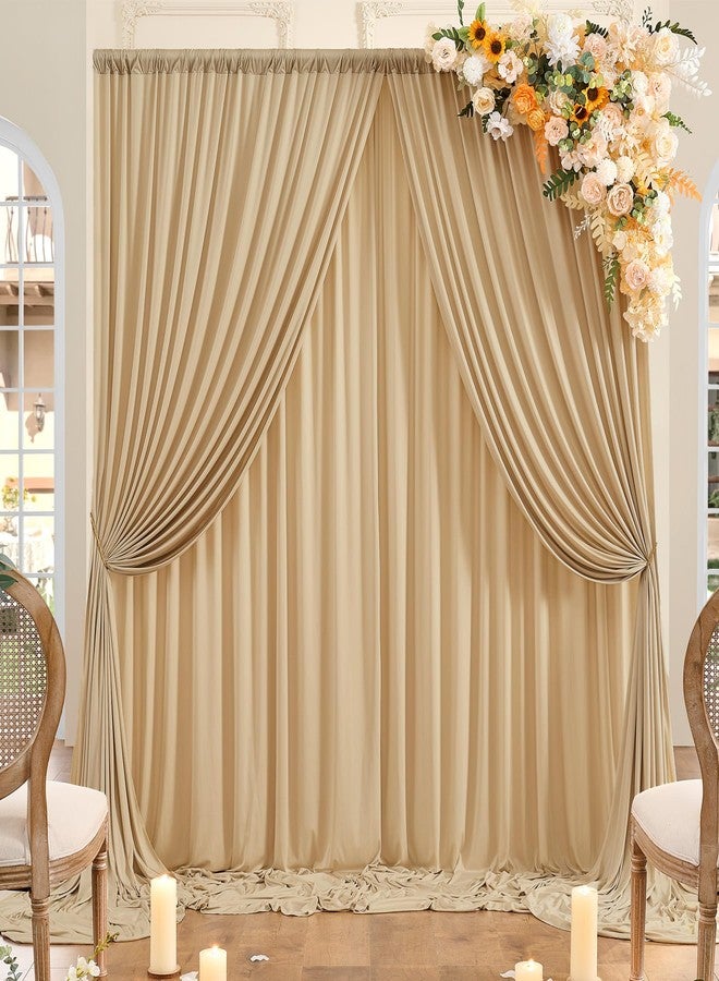 NSSONBEN 10ft x 10ft Wrinkle Free Beige Backdrop Curtains for Parties, Polyester Photo Backdrop Drapes 2 Panels 5x10ft Cloth for Wedding Birthday Party Photography Background - Image 1
