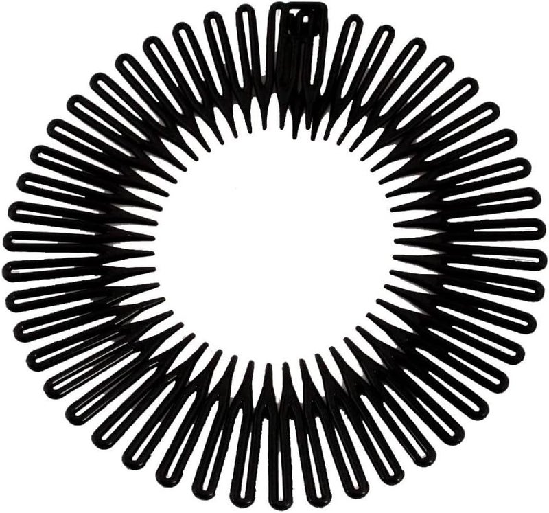 Caravan Full Circle Spring Head Band Comb in Classic Black with Deep Teeth and Closure