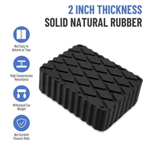 Racewill 4 Pack Solid Rubber Auto Lift Pads, Anti-Skid Lift Block Spacer Pad for Car Lifts, Jacks and Racks, 3000lbs Loading Capacity, 6-1/3" x 4-3/4" x 2" - Image 2