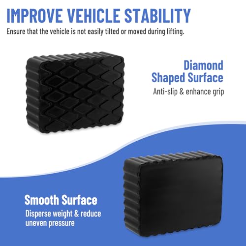 Racewill 4 Pack Solid Rubber Auto Lift Pads, Anti-Skid Lift Block Spacer Pad for Car Lifts, Jacks and Racks, 3000lbs Loading Capacity, 6-1/3" x 4-3/4" x 2" - Image 4