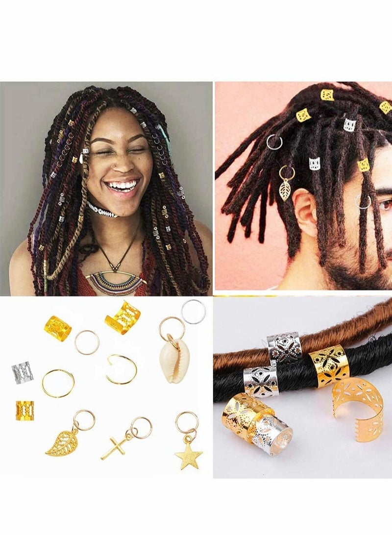 140 Pieces Hair Jewelry for Braids and Dreadlocks with Metal Beads Cuffs Rings and Shell Charms - Image 3