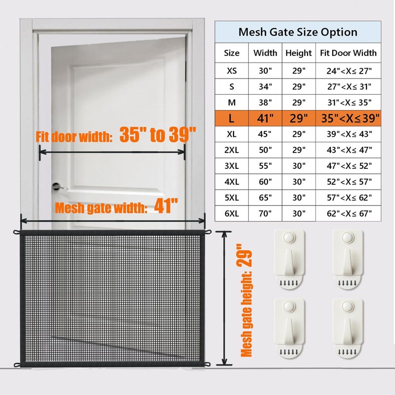 Cupount 2-Pack Dog Gate for Stairs Pet Gates for The House: Dogs Screen Mesh Gate for Doorways Stairways Indoor Safety 29 inches Tall, 41 inch Wide - Image 3