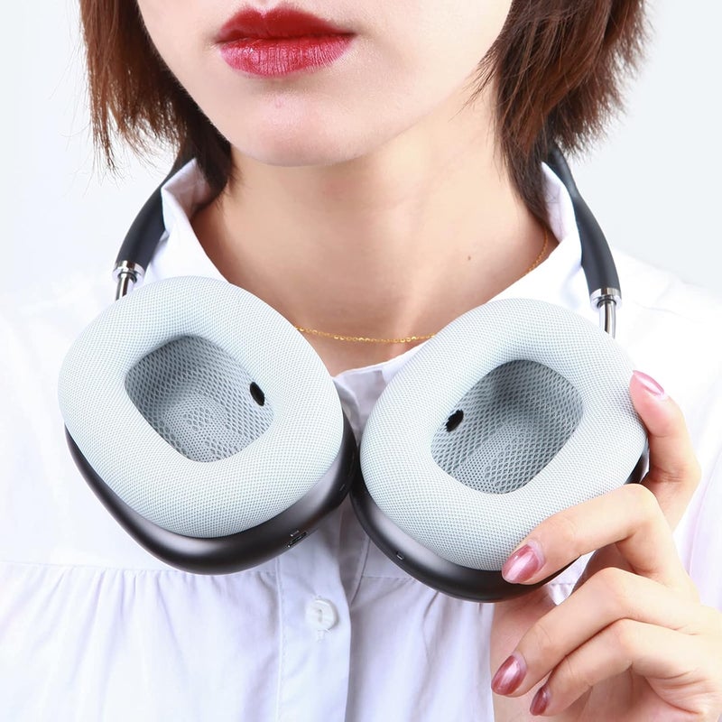 EARROCK Replacement Earpads Earcups for Apple AirPods Max Headphones with Memory Foam, Protein Leather, Silicone and Magnet Light Grey Silvery Sweat Resistant - Image 4