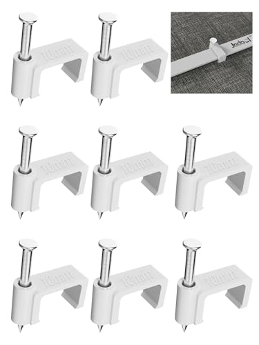 Jadaol Cable Clips 200Pcs 10mm Nail in Clips for Flat Ethernet Cables Wall Clips Cable Tacks Electrical Wire TV Cable Speaker Wire Coax Clips Cable Nails for Cords Cat5/Cat5e/Cat6/Cat7 RJ45 Cord Clips - Image 1