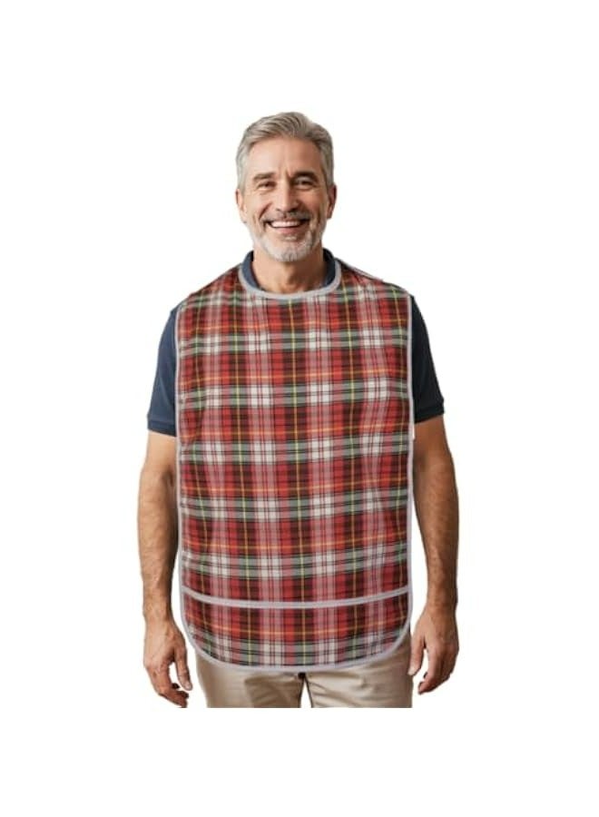 Waterproof Adult Bib with Crumb-Catching Pocket - Reusable Clothing Shield - Easy to Clean - Machine-Washable - Image 1