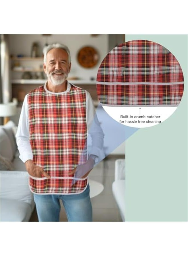 Waterproof Adult Bib with Crumb-Catching Pocket - Reusable Clothing Shield - Easy to Clean - Machine-Washable - Image 4