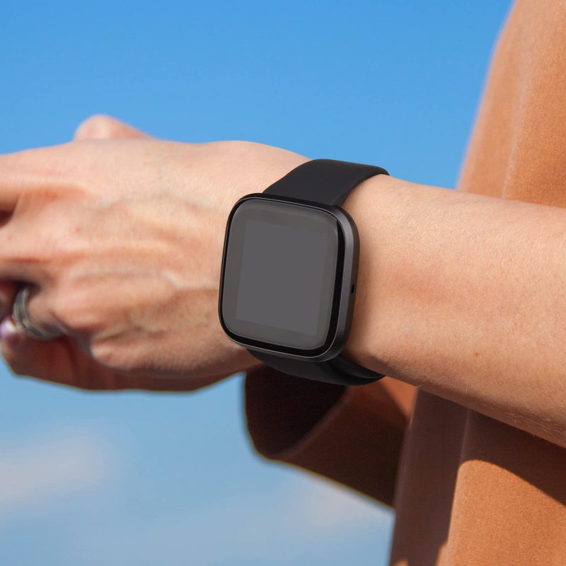 AK Silicone Bands Compatible With Fitbit Versa 2 / Versa Lite / SE, Classic Soft Straps Replacement Sport Wristbands for Women Men (Black) - Image 5