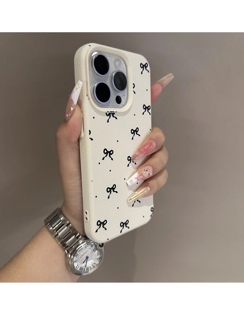 NIBEMINENT Simple Bow Protective TPU Case Cover For iPhone 16 Plus, White