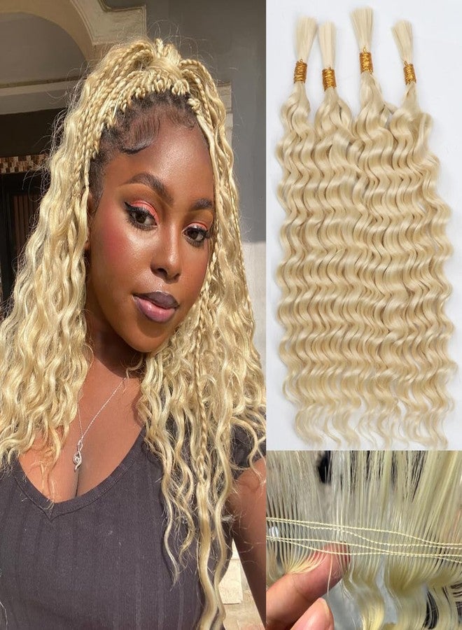 Sharopul Pre-Divided Deep Wave Bulk Hair Boho Braids 4 little pcs for Braiding Knotless Synthetic Hair Blend Extensions Feel Soft 16inch 100gram Bulk Bob Deep Curly Braiding Hair - Image 1
