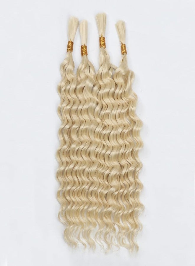 Sharopul Pre-Divided Deep Wave Bulk Hair Boho Braids 4 little pcs for Braiding Knotless Synthetic Hair Blend Extensions Feel Soft 16inch 100gram Bulk Bob Deep Curly Braiding Hair - Image 2