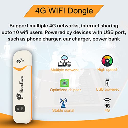 PunnkFunnk 4G LTE WiFi USB Dongle Stick with All SIM Network Support | 4G Data Card with up to 150Mbps Data Speed, Fast 4G Dongle, SIM Adapter Included, tri_Band (White) - Image 5