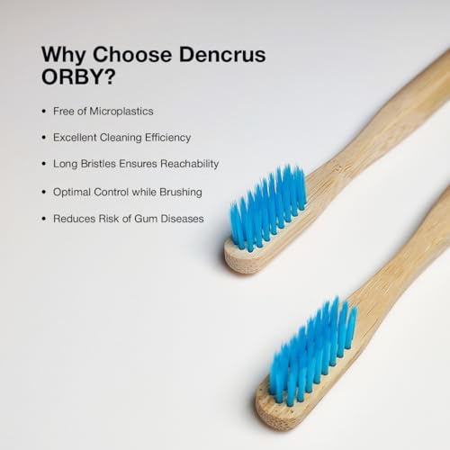 Dencrus Orby Plus Bamboo Toothbrush for Adults (Pack of 3) | 100% Natural & Eco Friendly Manual Toothbrush | Ultra Soft Bristles for Gentle Sensitive Gum Care | Blue - Image 4