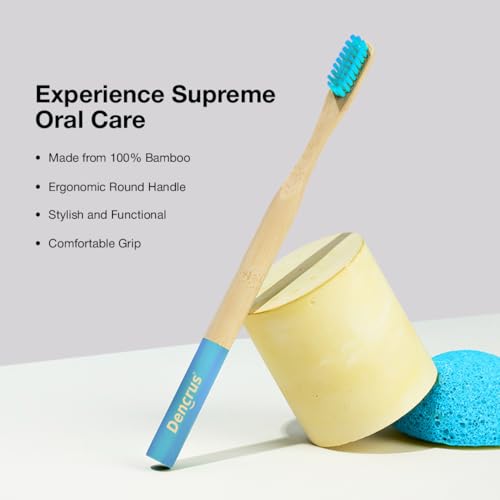 Dencrus Orby Plus Bamboo Toothbrush for Adults (Pack of 3) | 100% Natural & Eco Friendly Manual Toothbrush | Ultra Soft Bristles for Gentle Sensitive Gum Care | Blue - Image 3