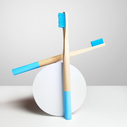 Dencrus Orby Plus Bamboo Toothbrush for Adults (Pack of 3) | 100% Natural & Eco Friendly Manual Toothbrush | Ultra Soft Bristles for Gentle Sensitive Gum Care | Blue - Image 2