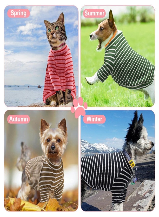 KATOLK 4 Pack Striped Dog Shirts Waffle Dog Clothes for Small Medium Dogs, Stretchy Dogs Boy Girl Dog T-Shirts Lightweight, Soft and Breathable Puppy Kitten Dog Shirts for Chihuahua - Image 2