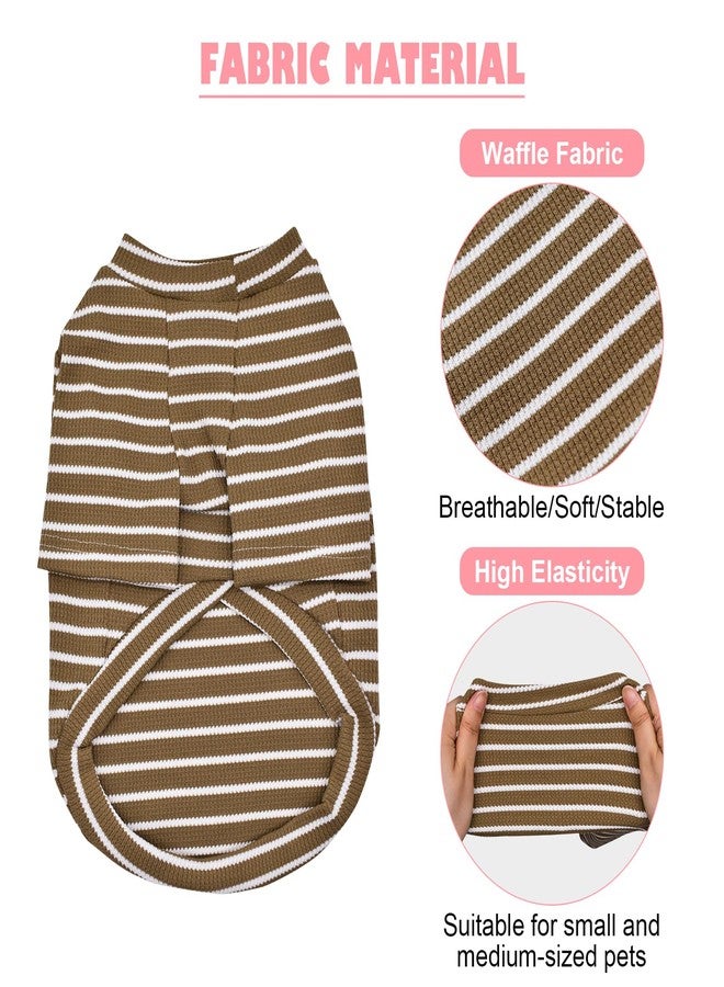 KATOLK 4 Pack Striped Dog Shirts Waffle Dog Clothes for Small Medium Dogs, Stretchy Dogs Boy Girl Dog T-Shirts Lightweight, Soft and Breathable Puppy Kitten Dog Shirts for Chihuahua - Image 3