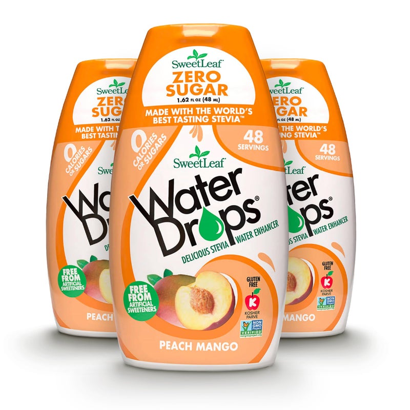 SweetLeaf Water Drops - Peach Mango Water Enhancer, Sugar Free Sweet Leaf Stevia Water Flavoring Drops, 1.62 Oz Ea (Pack of 3) - Image 1