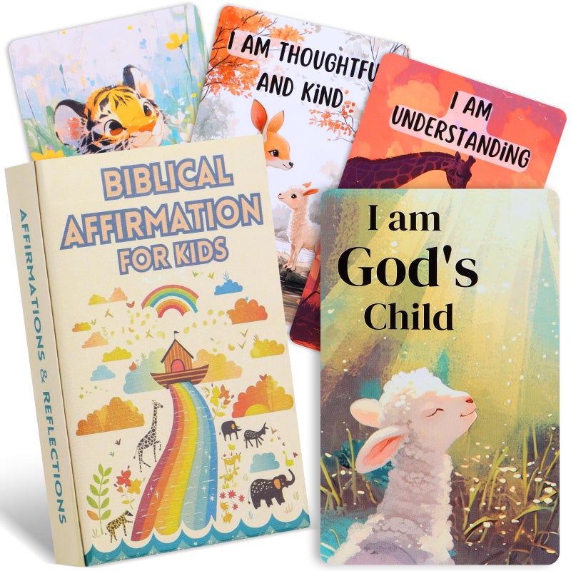 UHillMinerva Christian Biblical Affirmation Cards for Kids 52 Themed Scripture Cards with Family Discussion Questions Daily Devotional Bible Memory Tool Inspirational Faith Gifts - Image 3