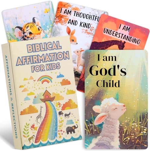 UHillMinerva Christian Biblical Affirmation Cards for Kids 52 Themed Scripture Cards with Family Discussion Questions Daily Devotional Bible Memory Tool Inspirational Faith Gifts - Image 1