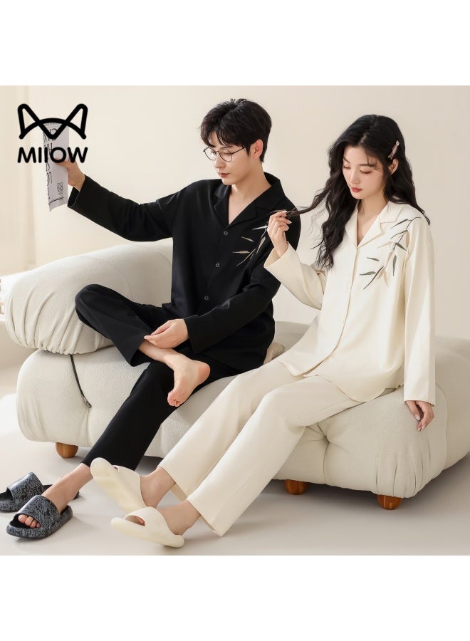 MIIOW Couple's Pajamas For Men And Women, Pure Cotton Autumn And Winter, New Product, New Chinese Style, Wearable Outside, National Trend, Embroidered, Simple Home Wear - Image 4