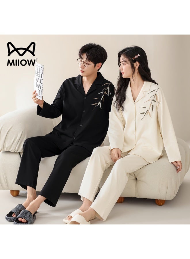 MIIOW Couple's Pajamas For Men And Women, Pure Cotton Autumn And Winter, New Product, New Chinese Style, Wearable Outside, National Trend, Embroidered, Simple Home Wear - Image 3